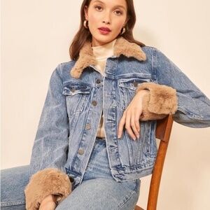 Reformation Faux Fur Denim Jacket